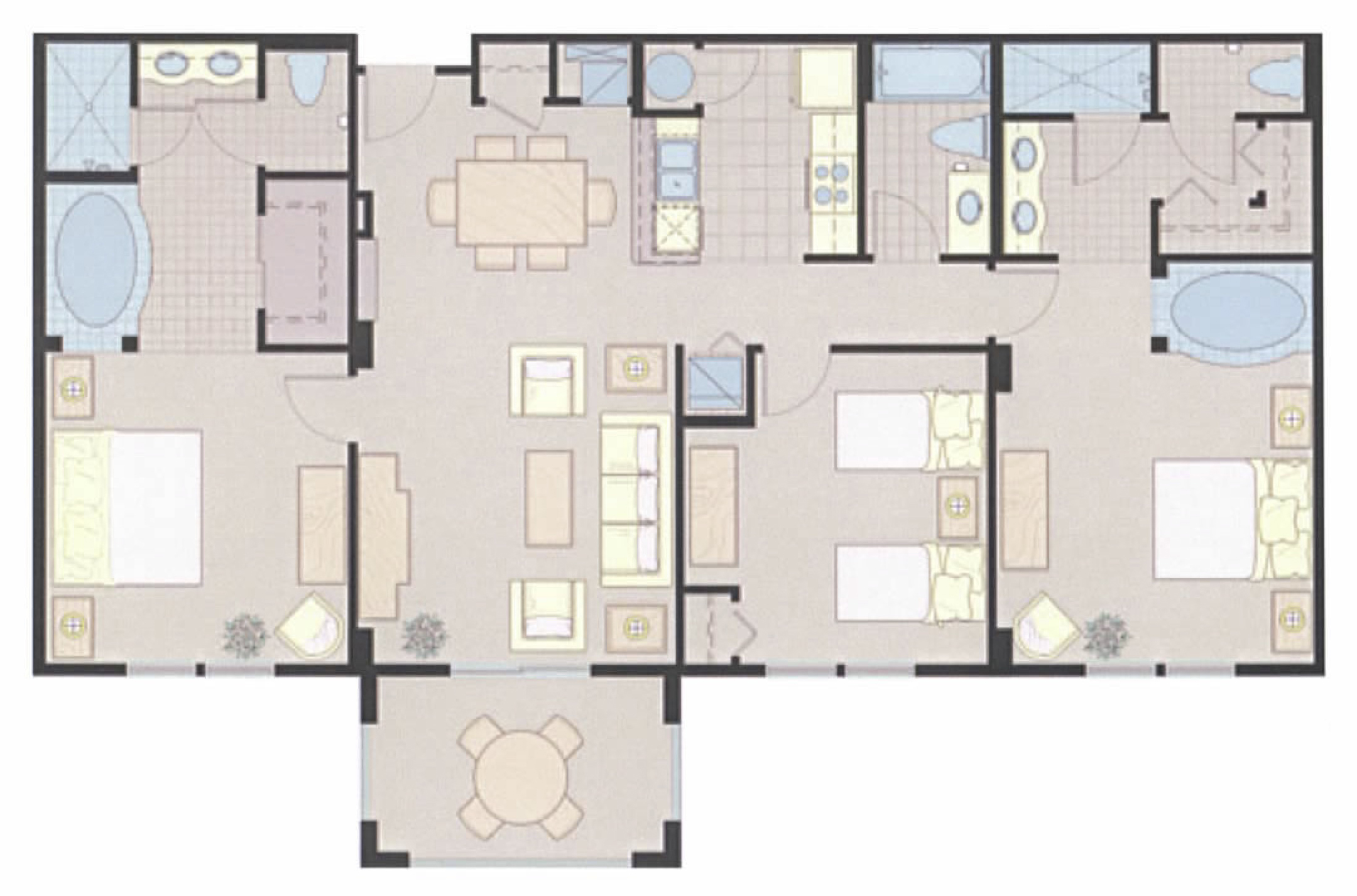 Lake Buena Vista Resort & Spa 3 Bedroom Barbados Floor Plan 1,231